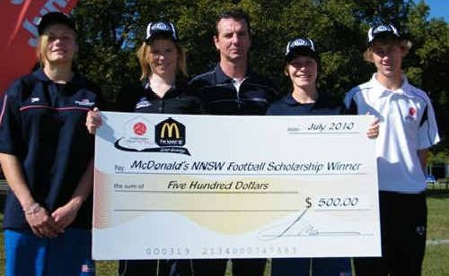 McDonald’s representative Scott Campbell (centre) with scholarship recipients, from left, Sophie Thomson, Zoe Lattanzi, Jason Campbell and Jaiden Walker. McDonald’s representative Scott Campbell (centre) with scholarship recipients, from left, Sophie Thomson, Zoe Lattanzi, Jason Campbell and Jaiden Walker.